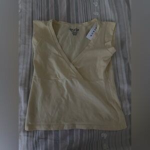 NWT Brandy Melville Yellow Wrap Blouse
